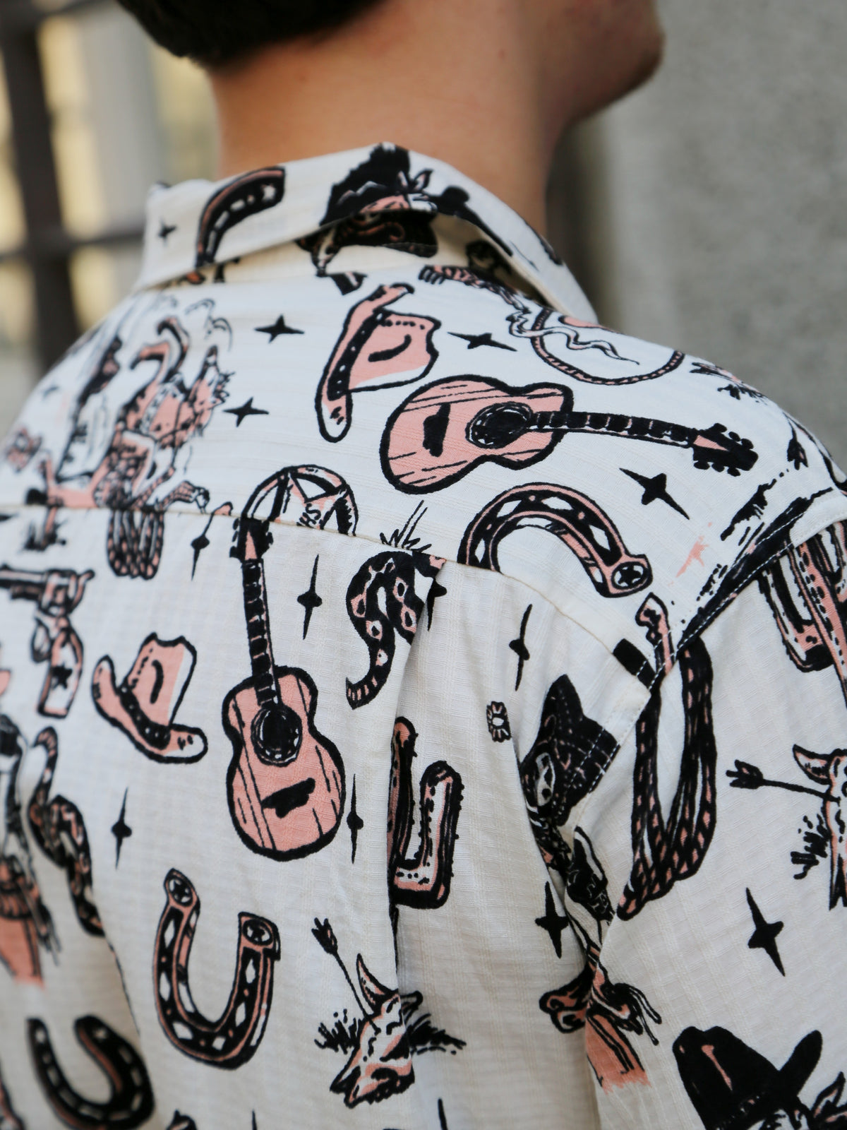 Sugar Cane Star of Holywood Dobby Cotton Open Shirt “The Westerner” – Pink (SH39706-162)