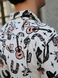 Sugar Cane Star of Holywood Dobby Cotton Open Shirt “The Westerner” – Pink (SH39706-162)