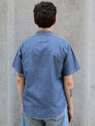Sugar Cane Chambray SS Work Shirt – Blue (SC37941-421)