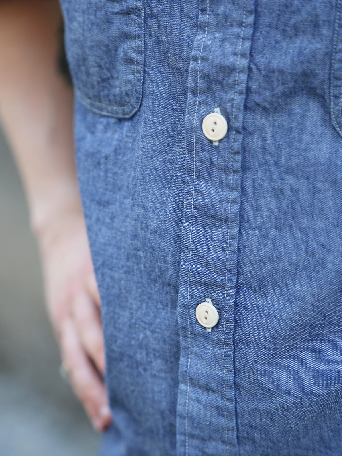 Sugar Cane Chambray SS Work Shirt – Blue (SC37941-421)