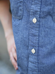 Sugar Cane Chambray SS Work Shirt – Blue (SC37941-421)