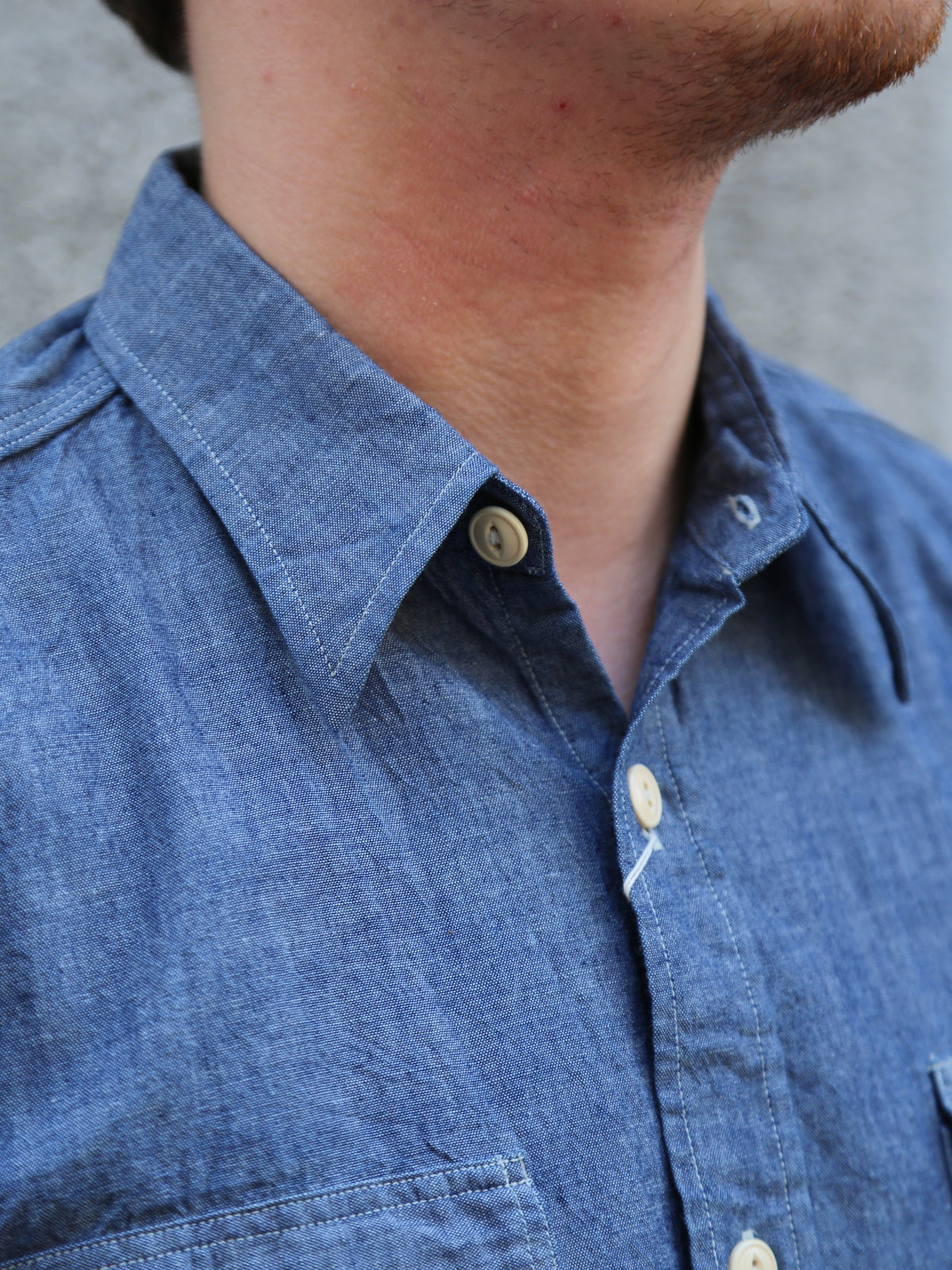 Sugar Cane Chambray SS Work Shirt – Blue (SC37941-421)