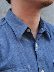 Sugar Cane Chambray SS Work Shirt – Blue (SC37941-421)