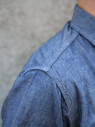 Sugar Cane Chambray SS Work Shirt – Blue (SC37941-421)