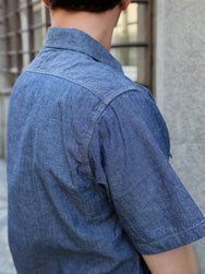 Sugar Cane Chambray SS Work Shirt – Blue (SC37941-421)