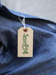 Sugar Cane Chambray SS Work Shirt – Blue (SC37941-421)