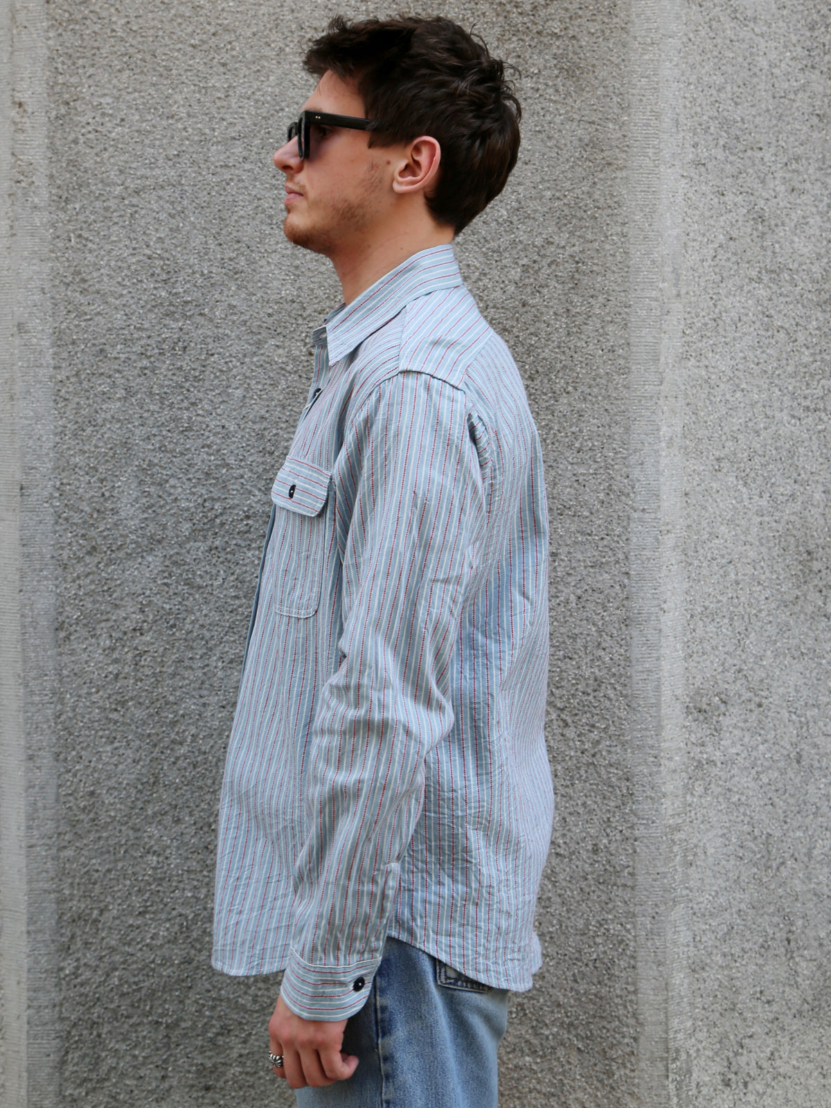 Sugar Cane Dobby Stripe Work Shirt – Blue (SC29146-125)
