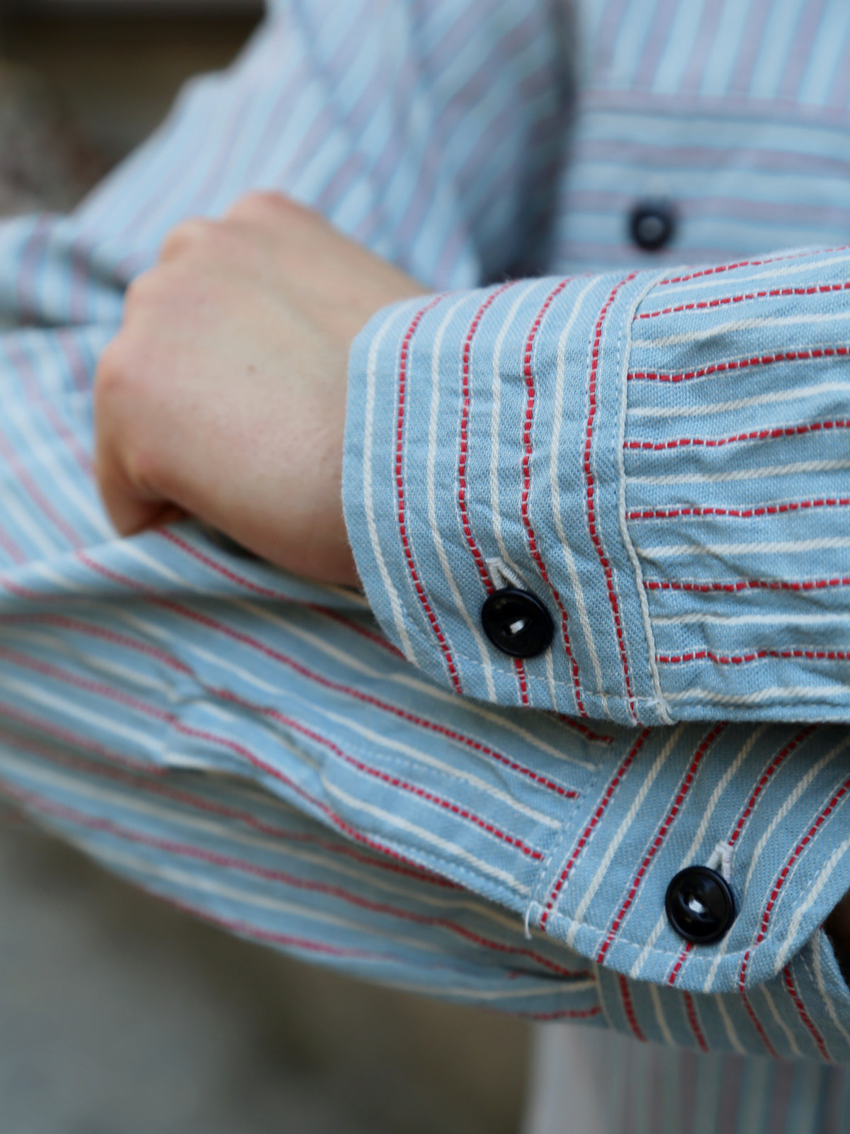 Sugar Cane Dobby Stripe Work Shirt – Blue (SC29146-125)