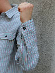 Sugar Cane Dobby Stripe Work Shirt – Blue (SC29146-125)