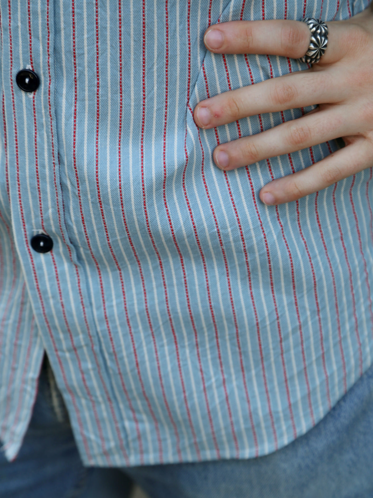 Sugar Cane Dobby Stripe Work Shirt – Blue (SC29146-125)