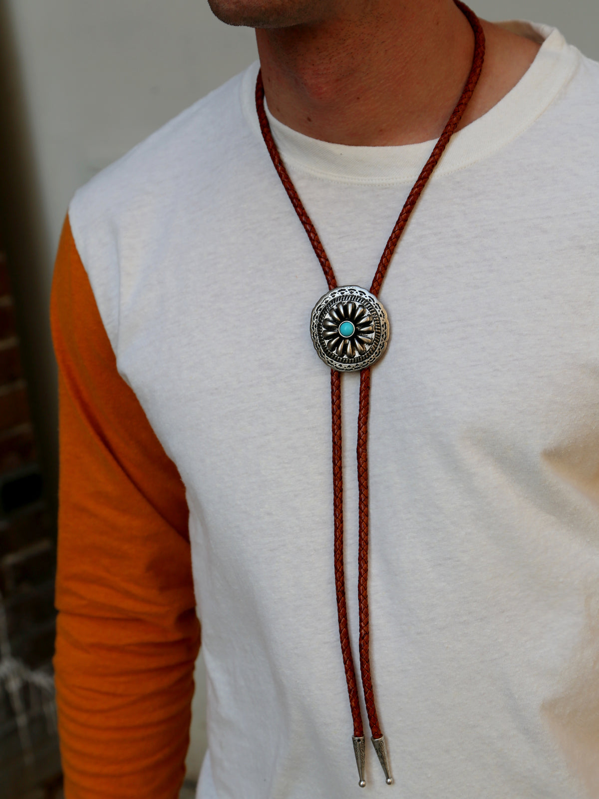 Nudie Jeans Nisse Bolo Tie - Turqouise Toffee Brow
