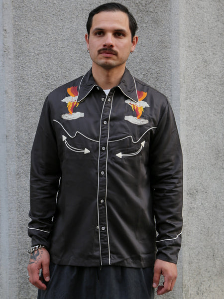 Nudie Jeans Gonzo Western Shirt Sunburns – Black/Brown (140906)