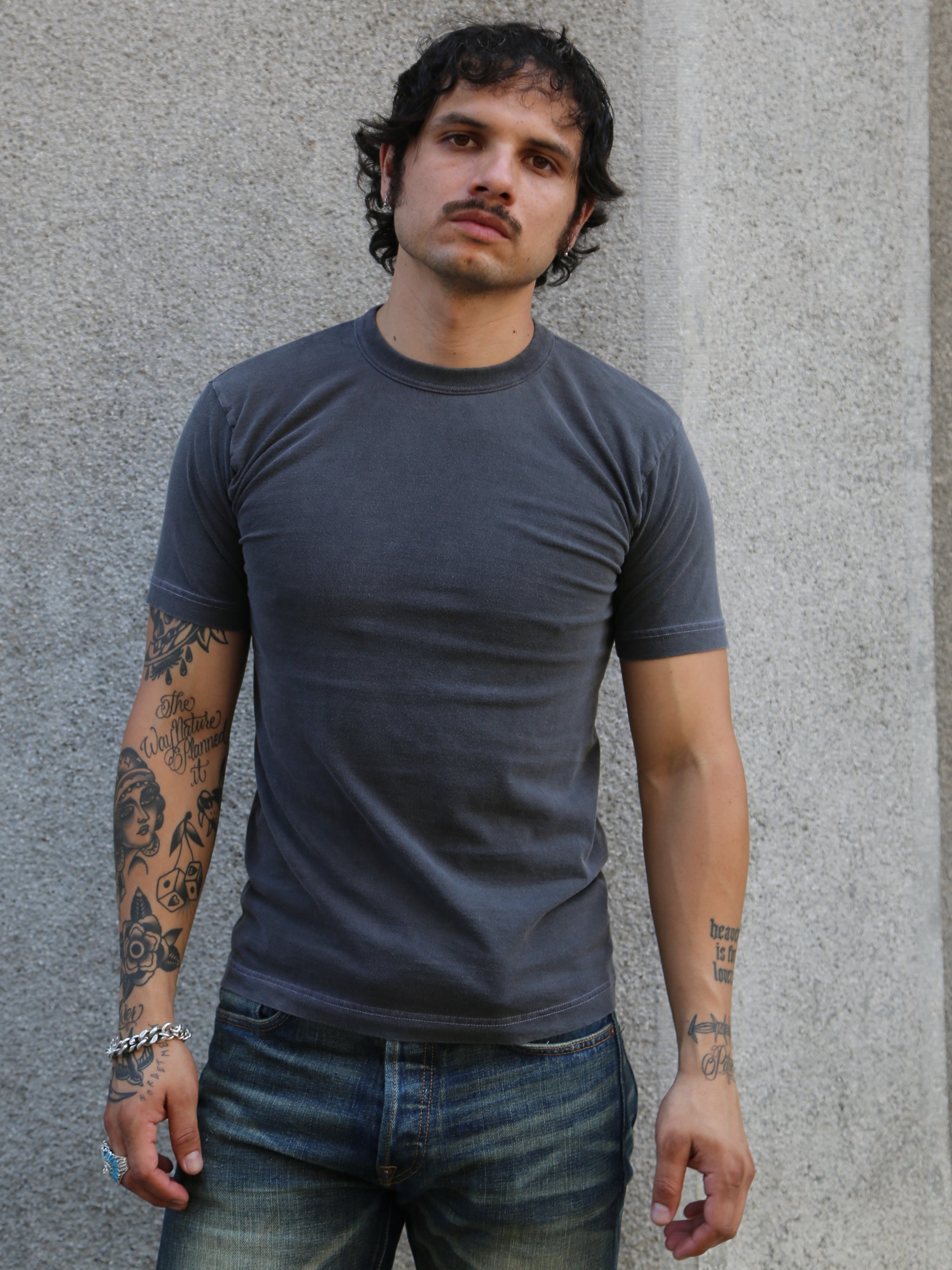 Utilitees 5.5oz Loopwheel Crew Neck T-Shirt – Pigment Dyed Charcoal (UTIL-CHA)