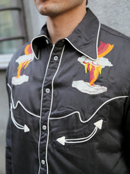 Nudie Jeans Gonzo Western Shirt Sunburns – Black/Brown (140906)