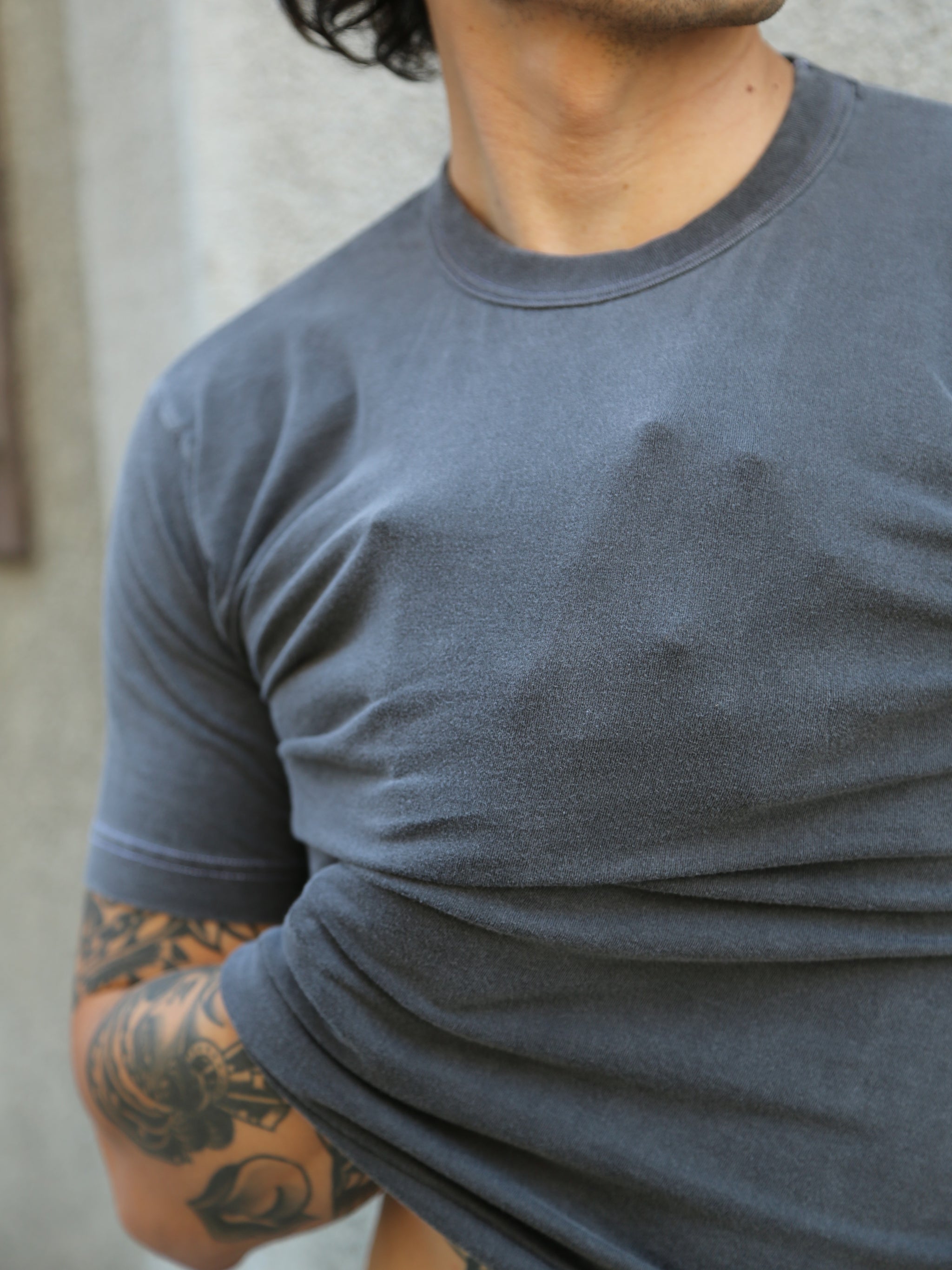 Utilitees 5.5oz Loopwheel Crew Neck T-Shirt – Pigment Dyed Charcoal (UTIL-CHA)