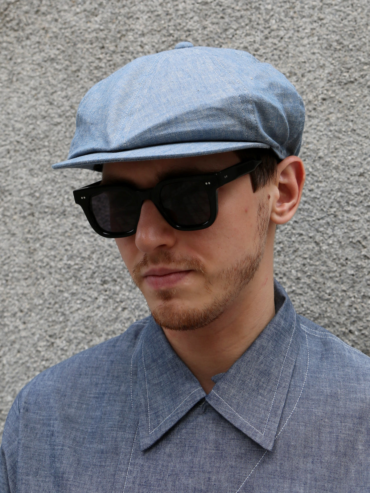 Belafonte Peakyhat Linen Cotton Herringbone – Blue Chambray (26-39)