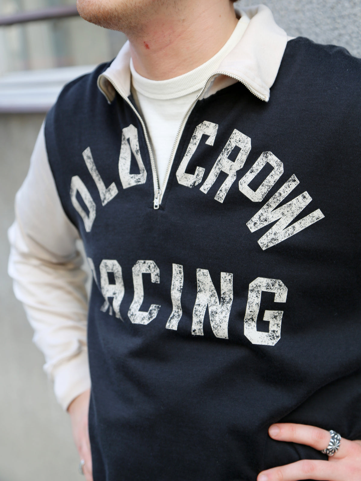 Gladhand Old Crow Racing Half Zip Jersey – Black/Ivory