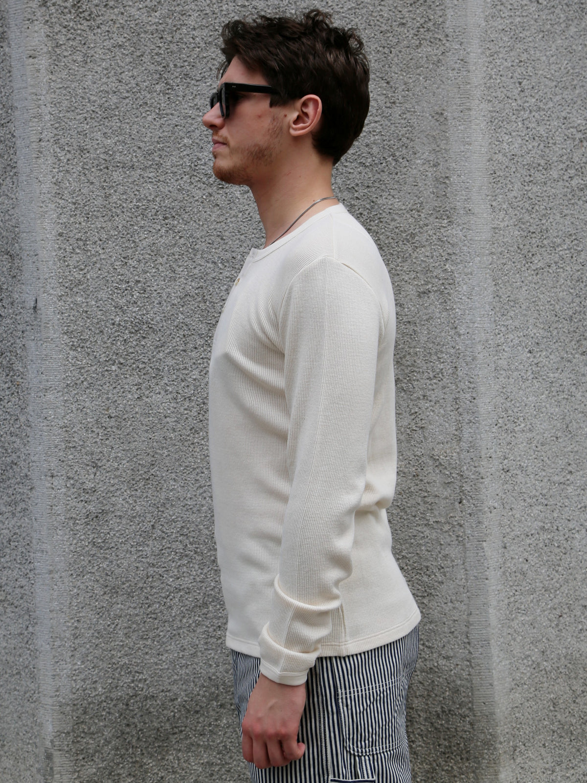 Hermansson Folktrikå Ribbed Henley – Ecru (001)