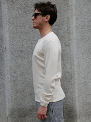 Hermansson Folktrikå Ribbed Henley – Ecru (001)