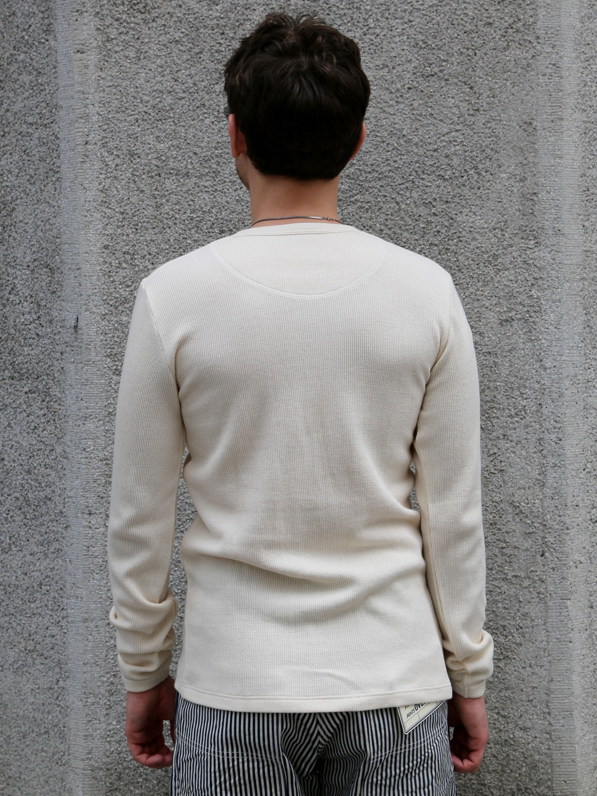 Hermansson Folktrikå Ribbed Henley – Ecru (001)