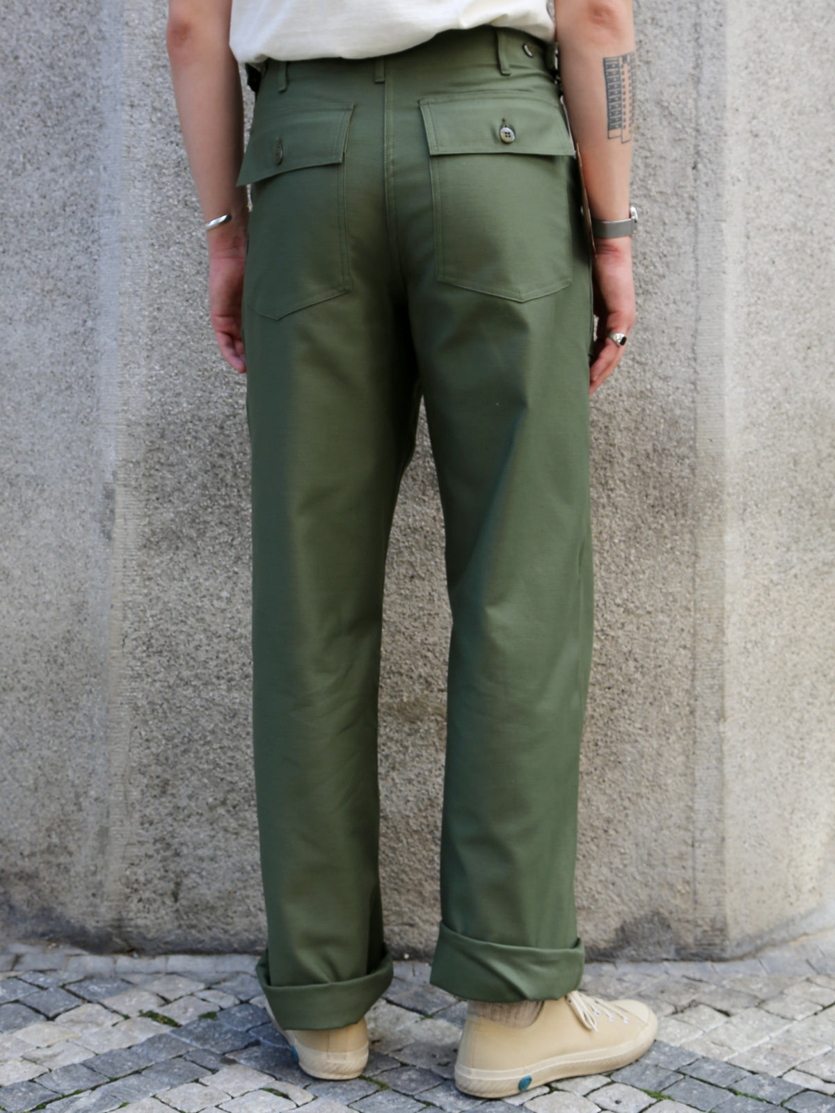 The Real McCoy's Cotton Sateen Men’s Trousers OG-107 – Olive (MP26005-150)