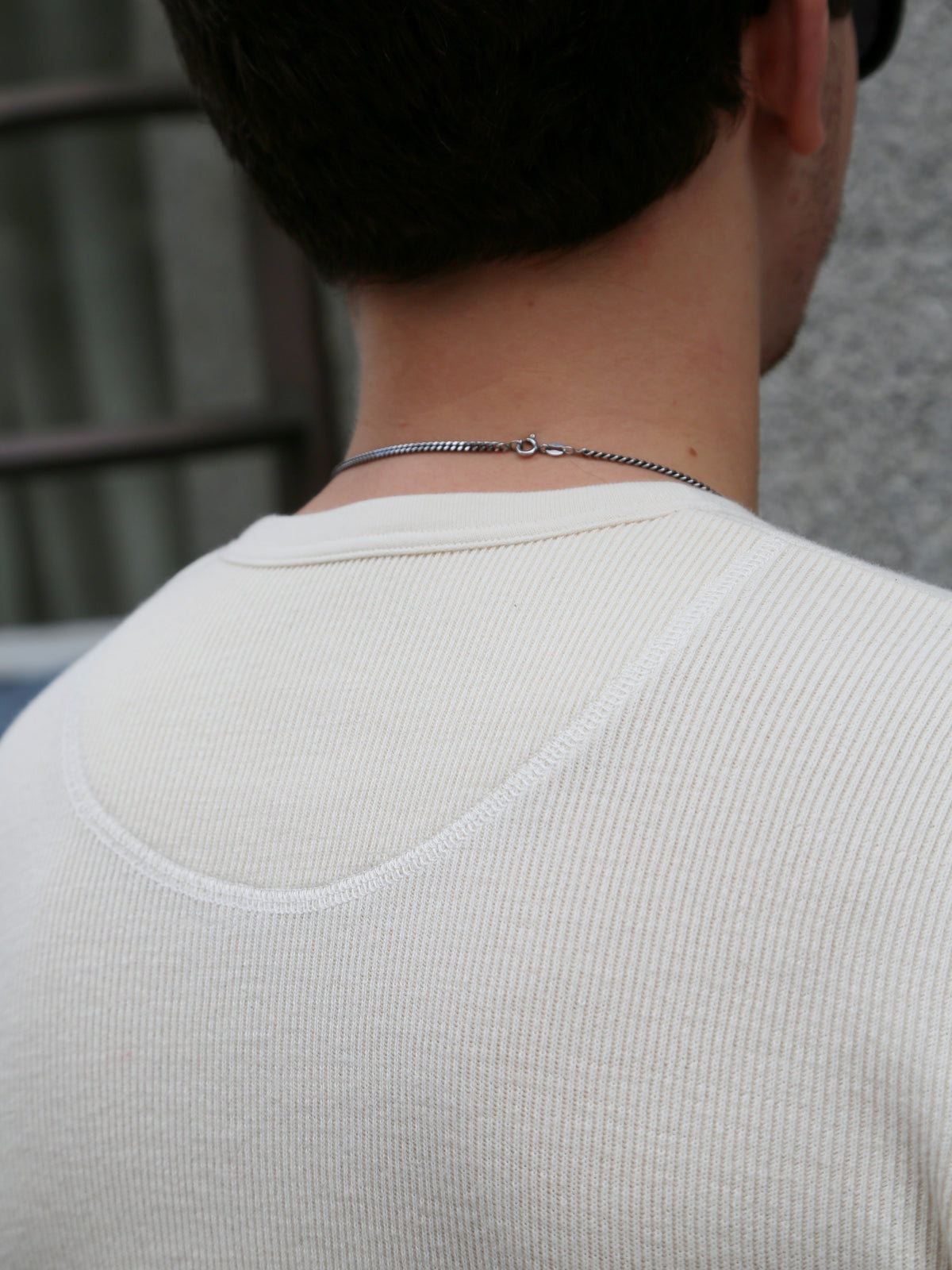 Hermansson Folktrikå Ribbed Henley – Ecru (001)