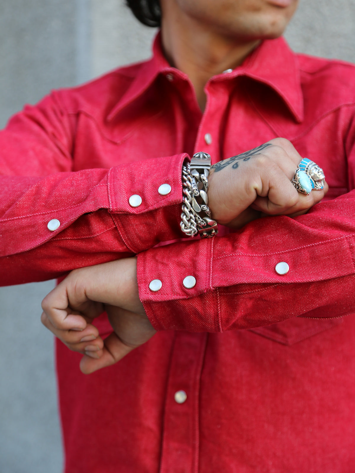 Iron Heart IHSH-396-RED 13.5oz Denim Western Shirt – Red