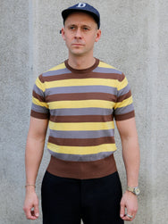 Bryceland's Skipper Tee Stripe – Beige/Brown/Grey
