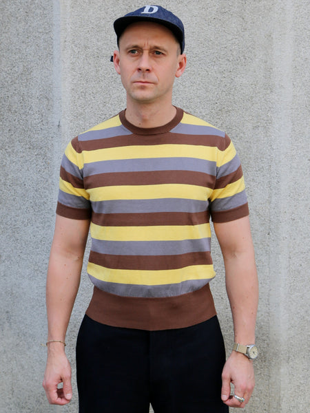 Bryceland's Skipper Tee Stripe – Beige/Brown/Grey