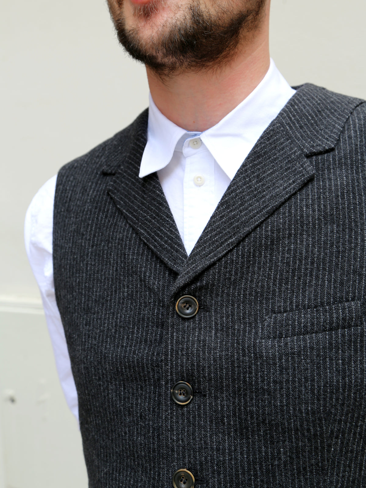 Hansen Garments 26-44-2 William Lapel Waistcoat - Black Wool Pin