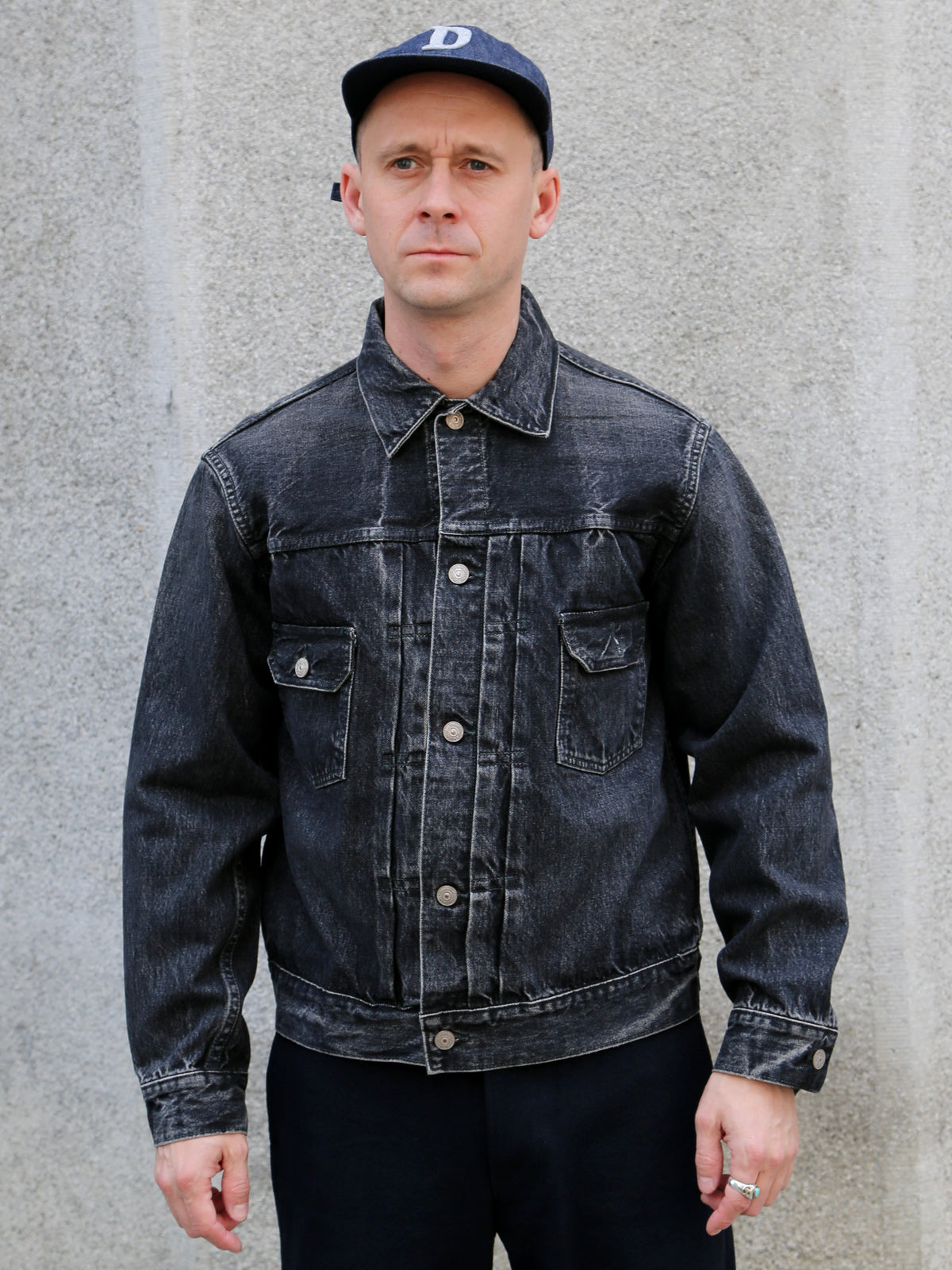 Buzz Ricksons 14,25oz Black Denim Jacket 1953 Aged Model – Hard Washed (SC15650H-419)