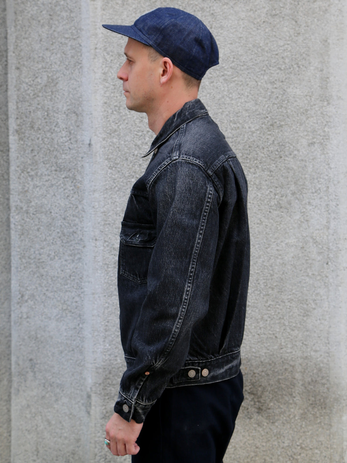 Buzz Ricksons 14,25oz Black Denim Jacket 1953 Aged Model – Hard Washed (SC15650H-419)
