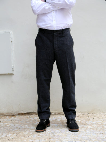 Hansen Garments 26-44-2 Ken Wide Cut Trousers - Black Wool Pin