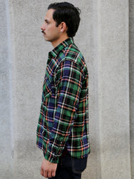 Sugar Cane Twill Check LS Work Shirt – Navy (SC29566)