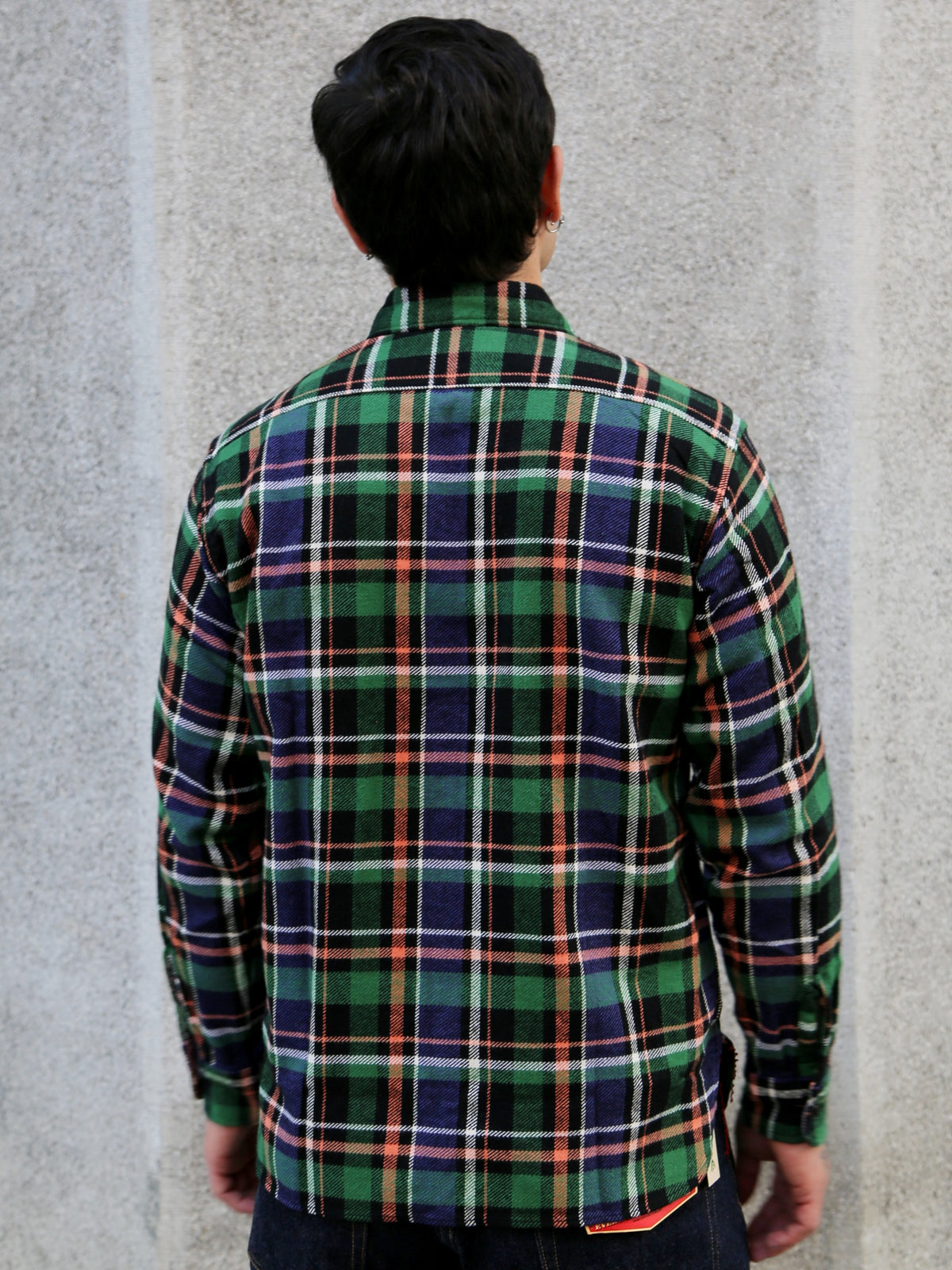 Sugar Cane Twill Check LS Work Shirt – Navy (SC29566)