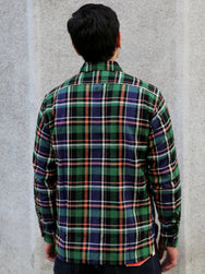 Sugar Cane Twill Check LS Work Shirt – Navy (SC29566)