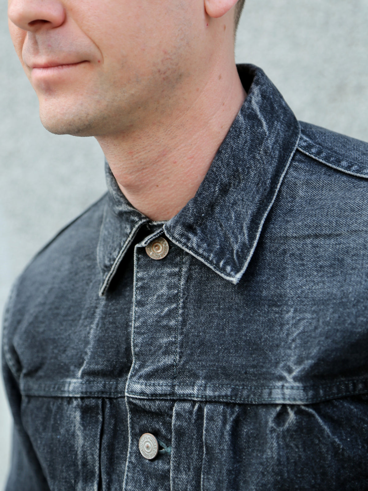 Buzz Ricksons 14,25oz Black Denim Jacket 1953 Aged Model – Hard Washed (SC15650H-419)