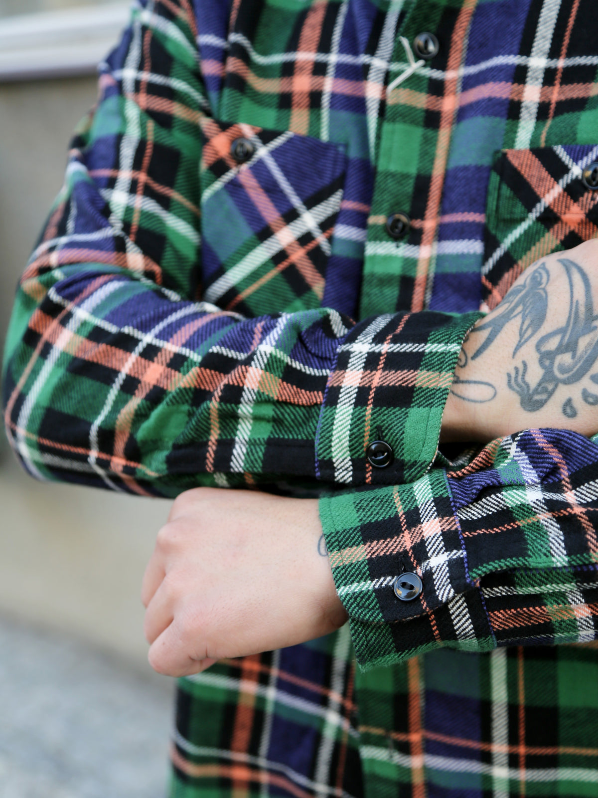 Sugar Cane Twill Check LS Work Shirt – Navy (SC29566)