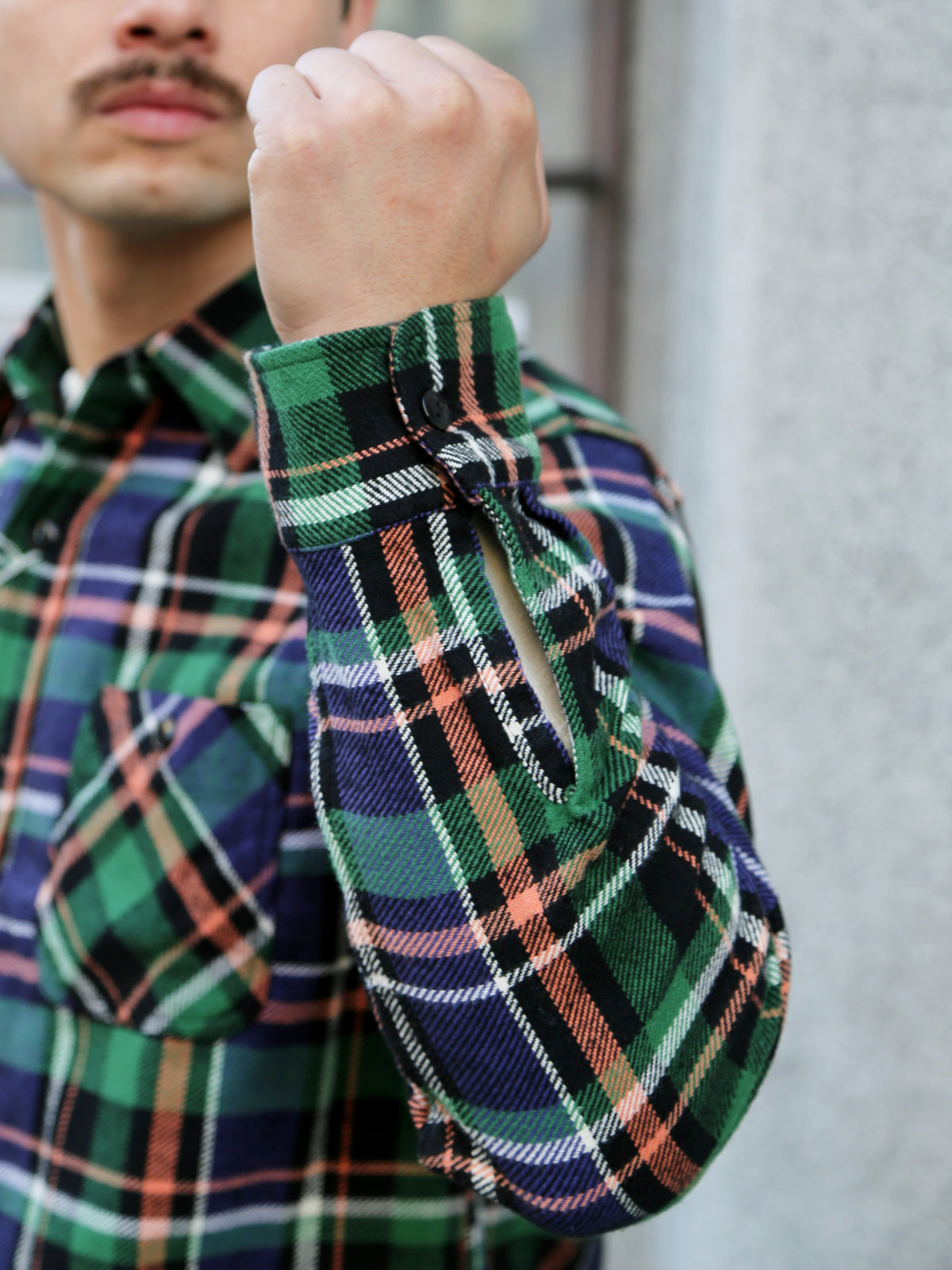 Sugar Cane Twill Check LS Work Shirt – Navy (SC29566)