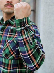 Sugar Cane Twill Check LS Work Shirt – Navy (SC29566)