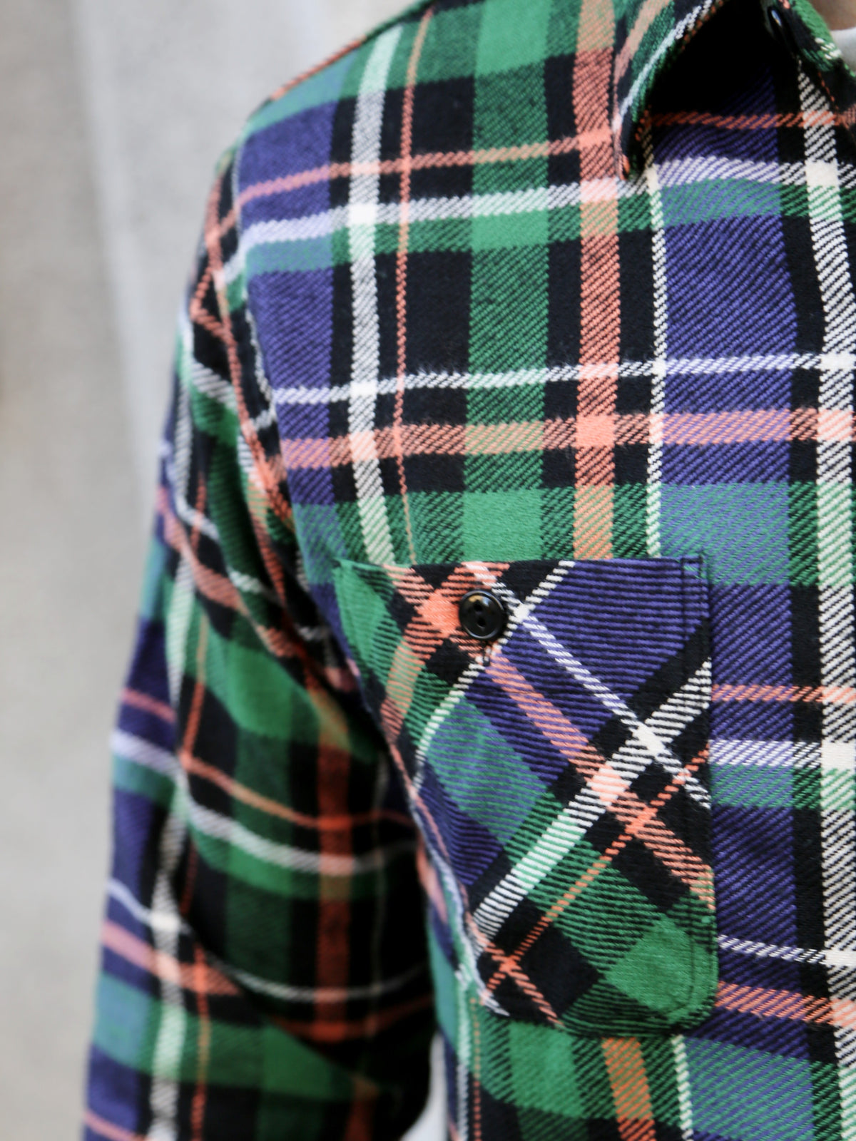 Sugar Cane Twill Check LS Work Shirt – Navy (SC29566)