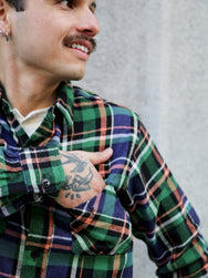 Sugar Cane Twill Check LS Work Shirt – Navy (SC29566)