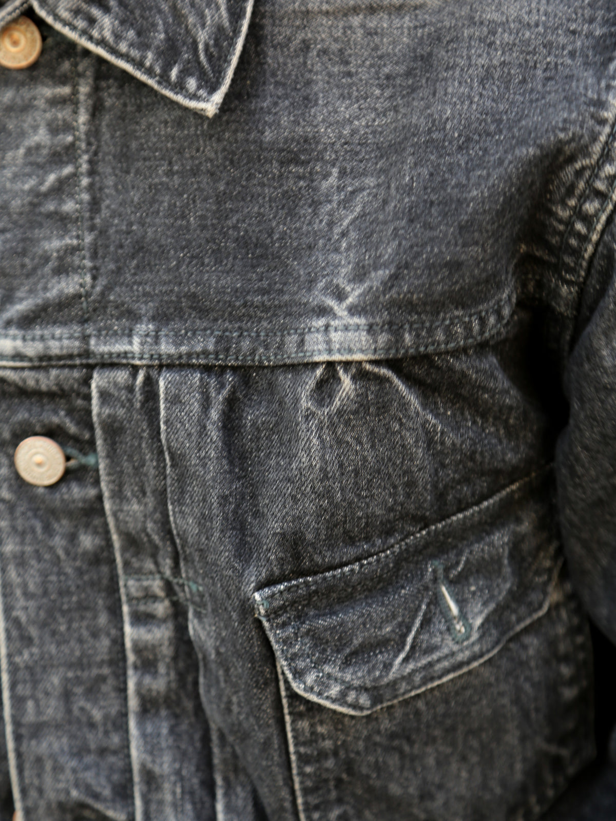 Buzz Ricksons 14,25oz Black Denim Jacket 1953 Aged Model – Hard Washed (SC15650H-419)