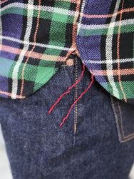 Sugar Cane Twill Check LS Work Shirt – Navy (SC29566)