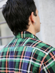 Sugar Cane Twill Check LS Work Shirt – Navy (SC29566)