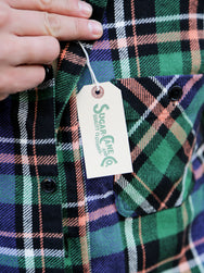 Sugar Cane Twill Check LS Work Shirt – Navy (SC29566)