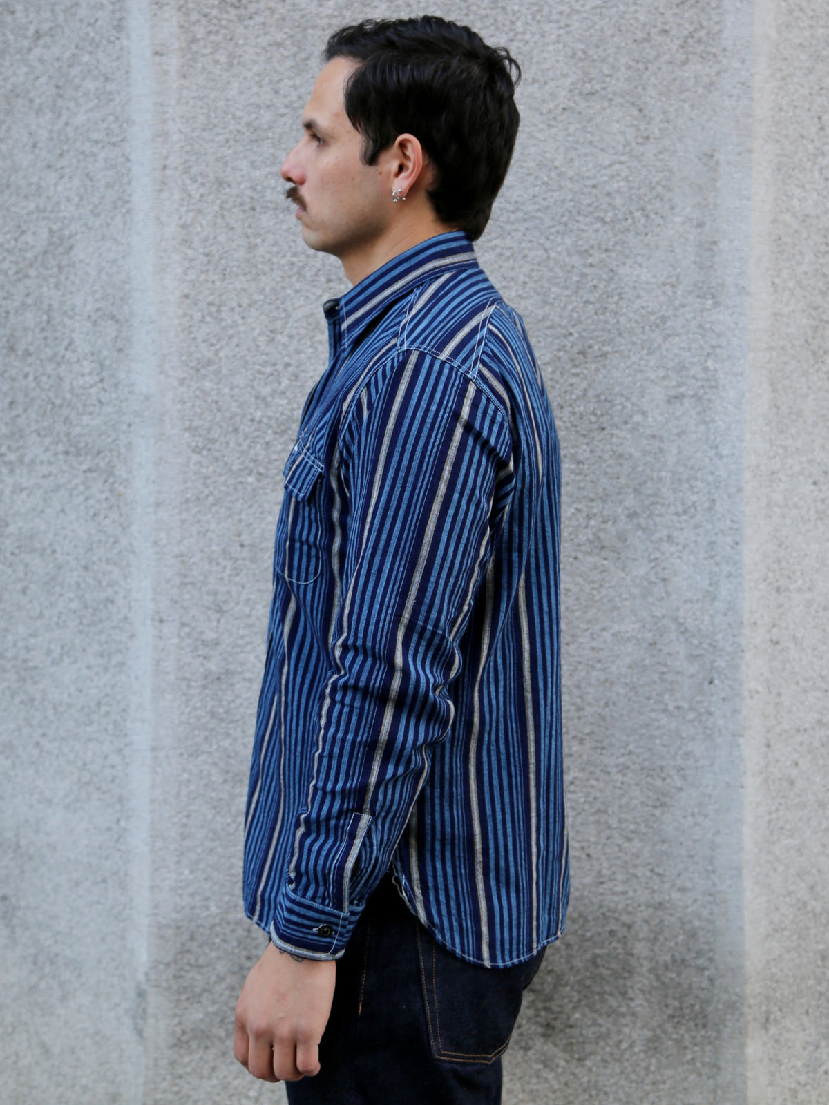 Sugar Cane Fiction Romace Work Shirt – Indigo Stripe (SC29592)