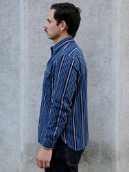 Sugar Cane Fiction Romace Work Shirt – Indigo Stripe (SC29592)