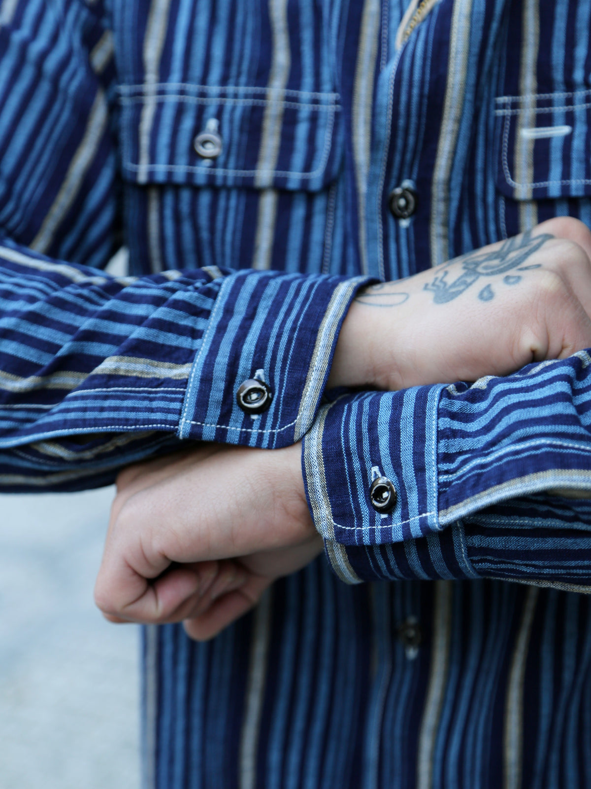 Sugar Cane Fiction Romace Work Shirt – Indigo Stripe (SC29592)