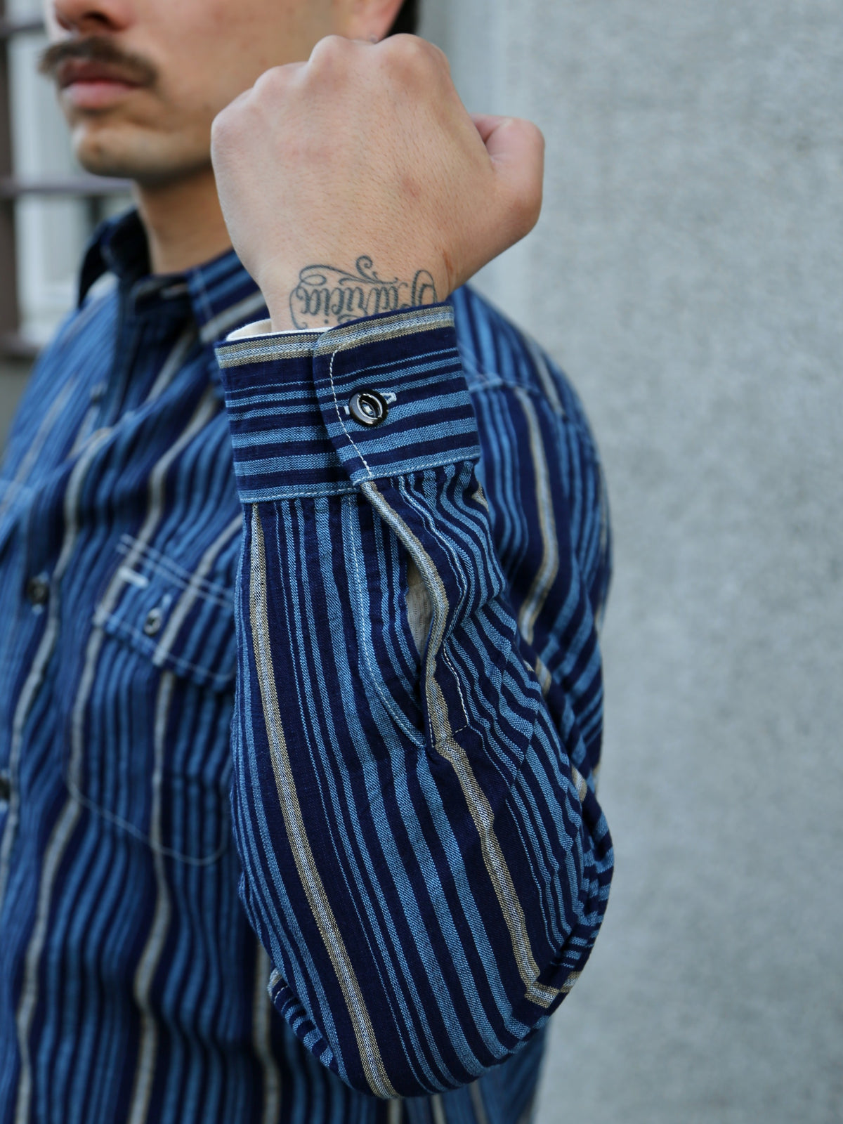 Sugar Cane Fiction Romace Work Shirt – Indigo Stripe (SC29592)